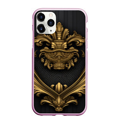 Чехол iPhone 11 Pro матовый Золотая корона с узорами, цвет: 3D-розовый