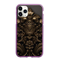 Чехол iPhone 11 Pro матовый Золотистая корона и узоры, цвет: 3D-фиолетовый