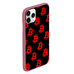 Чехол iPhone 11 Pro матовый Bitcoin red logo money, цвет: 3D-малиновый — фото 2