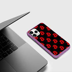 Чехол iPhone 11 Pro матовый Bitcoin red logo money, цвет: 3D-фиолетовый — фото 2