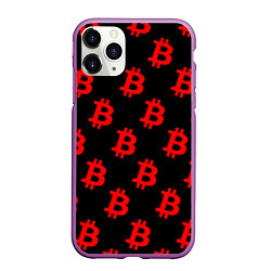 Чехол iPhone 11 Pro матовый Bitcoin red logo money, цвет: 3D-фиолетовый