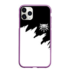 Чехол iPhone 11 Pro матовый Ведьмак белое лого краски, цвет: 3D-фиолетовый