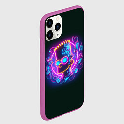 Чехол iPhone 11 Pro матовый Neon Bart Simpson - cyberpunk fantasy, цвет: 3D-фиолетовый — фото 2