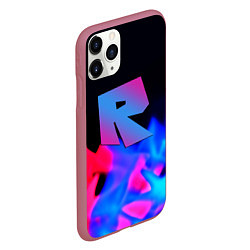 Чехол iPhone 11 Pro матовый Roblox neon flame, цвет: 3D-малиновый — фото 2