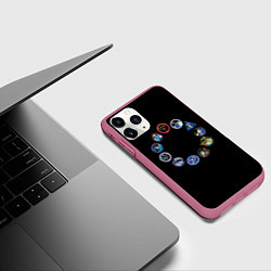 Чехол iPhone 11 Pro матовый NASA круг логотипов, цвет: 3D-малиновый — фото 2