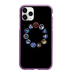 Чехол iPhone 11 Pro матовый NASA круг логотипов, цвет: 3D-фиолетовый