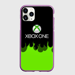 Чехол iPhone 11 Pro матовый Xbox green fire, цвет: 3D-фиолетовый