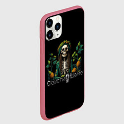 Чехол iPhone 11 Pro матовый Арт регги скелет со специями, цвет: 3D-малиновый — фото 2