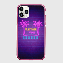 Чехол iPhone 11 Pro матовый Неоновые пальмы summer vibes, цвет: 3D-малиновый