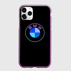 Чехол iPhone 11 Pro матовый BMW neon logo, цвет: 3D-фиолетовый