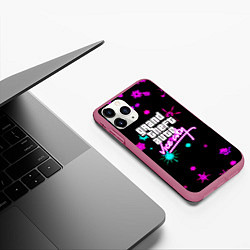 Чехол iPhone 11 Pro матовый GTA winter neon, цвет: 3D-малиновый — фото 2