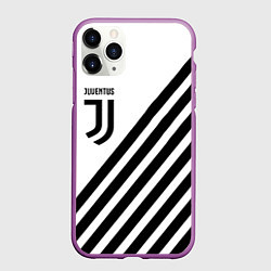 Чехол iPhone 11 Pro матовый Ювентус полосы, цвет: 3D-фиолетовый