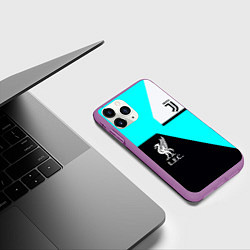 Чехол iPhone 11 Pro матовый Juventus x Liverpool geometry, цвет: 3D-фиолетовый — фото 2
