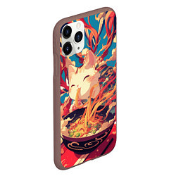 Чехол iPhone 11 Pro матовый Cat and ramen, цвет: 3D-коричневый — фото 2