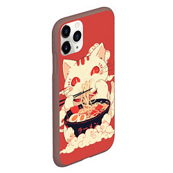 Чехол iPhone 11 Pro матовый Japanese cat eats ramen, цвет: 3D-коричневый — фото 2