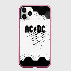 Чехол iPhone 11 Pro матовый AC DC текстура рок, цвет: 3D-малиновый