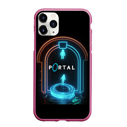 Чехол iPhone 11 Pro матовый Portal neon style logo, цвет: 3D-малиновый