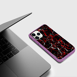 Чехол iPhone 11 Pro матовый Абстрактная текстура мраморного вида, цвет: 3D-фиолетовый — фото 2