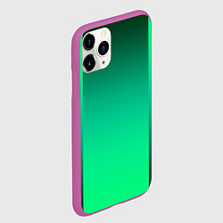 Чехол iPhone 11 Pro матовый Яркий зеленый градиентный комбинированный фон, цвет: 3D-фиолетовый — фото 2