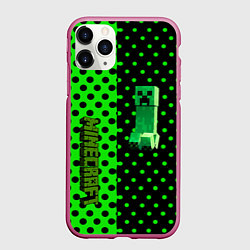 Чехол iPhone 11 Pro матовый Minecraft creeper pattern, цвет: 3D-малиновый