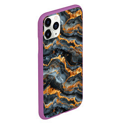 Чехол iPhone 11 Pro матовый Мраморное золото, цвет: 3D-фиолетовый — фото 2