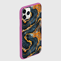 Чехол iPhone 11 Pro матовый Золотистый мрамор, цвет: 3D-фиолетовый — фото 2