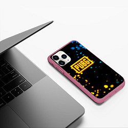 Чехол iPhone 11 Pro матовый PUBG огненное лого, цвет: 3D-малиновый — фото 2