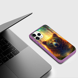 Чехол iPhone 11 Pro матовый Медведь на рассвете, цвет: 3D-фиолетовый — фото 2