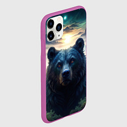 Чехол iPhone 11 Pro матовый Медведь на закате, цвет: 3D-фиолетовый — фото 2