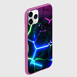 Чехол iPhone 11 Pro матовый Микс из разломленных плит и неоновое свечения, цвет: 3D-фиолетовый — фото 2