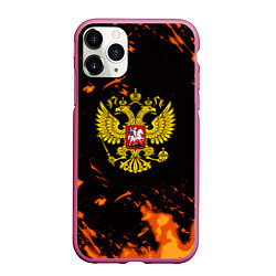 Чехол iPhone 11 Pro матовый Россия огненные краски, цвет: 3D-малиновый