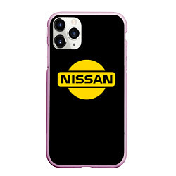 Чехол iPhone 11 Pro матовый Nissan yellow logo, цвет: 3D-розовый