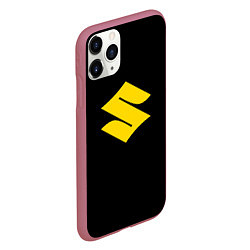 Чехол iPhone 11 Pro матовый Suzuki logo yellow, цвет: 3D-малиновый — фото 2