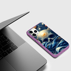 Чехол iPhone 11 Pro матовый Авангардная композиция с черепом - нейросеть, цвет: 3D-фиолетовый — фото 2