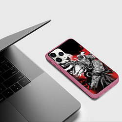 Чехол iPhone 11 Pro матовый Самурай змей, цвет: 3D-малиновый — фото 2