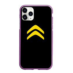 Чехол iPhone 11 Pro матовый Citroen logo yellow, цвет: 3D-фиолетовый