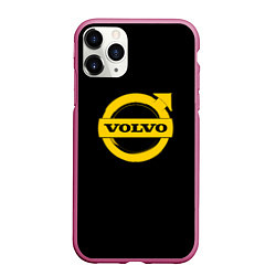 Чехол iPhone 11 Pro матовый Volvo yellow logo, цвет: 3D-малиновый