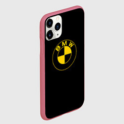 Чехол iPhone 11 Pro матовый BMW logo yellow, цвет: 3D-малиновый — фото 2