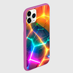 Чехол iPhone 11 Pro матовый Яркий градиент в разломленных плитах с желтым свет, цвет: 3D-фиолетовый — фото 2