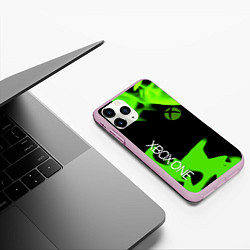 Чехол iPhone 11 Pro матовый Xbox one green flame, цвет: 3D-розовый — фото 2
