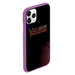 Чехол iPhone 11 Pro матовый Valheim logo pattern, цвет: 3D-фиолетовый — фото 2