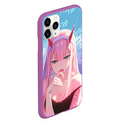 Чехол iPhone 11 Pro матовый Zero two аниме, цвет: 3D-фиолетовый — фото 2