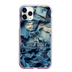 Чехол iPhone 11 Pro матовый Denim rags - fashion trend, цвет: 3D-розовый