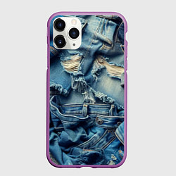 Чехол iPhone 11 Pro матовый Denim rags - fashion trend, цвет: 3D-фиолетовый
