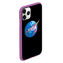 Чехол iPhone 11 Pro матовый NASA космическое лого, цвет: 3D-фиолетовый — фото 2