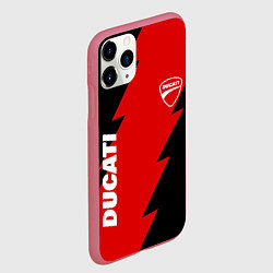 Чехол iPhone 11 Pro матовый Ducati - logo, цвет: 3D-малиновый — фото 2