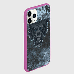 Чехол iPhone 11 Pro матовый Темно-синий волк на абстрактном фоне, цвет: 3D-фиолетовый — фото 2