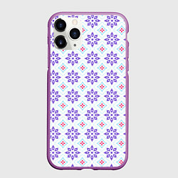 Чехол iPhone 11 Pro матовый Красивый цветочный узор, цвет: 3D-фиолетовый