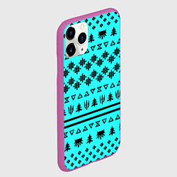 Чехол iPhone 11 Pro матовый Ведьмак зимний паттерн, цвет: 3D-фиолетовый — фото 2