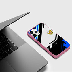 Чехол iPhone 11 Pro матовый Россия геометрия текстура, цвет: 3D-малиновый — фото 2